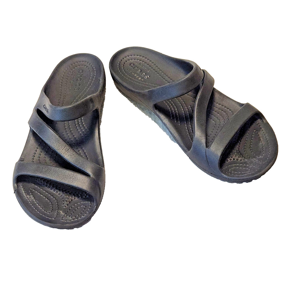 Crocs Swiftwater Sandals Black Strappy Slip-On Slides Comfort Women's Size 9